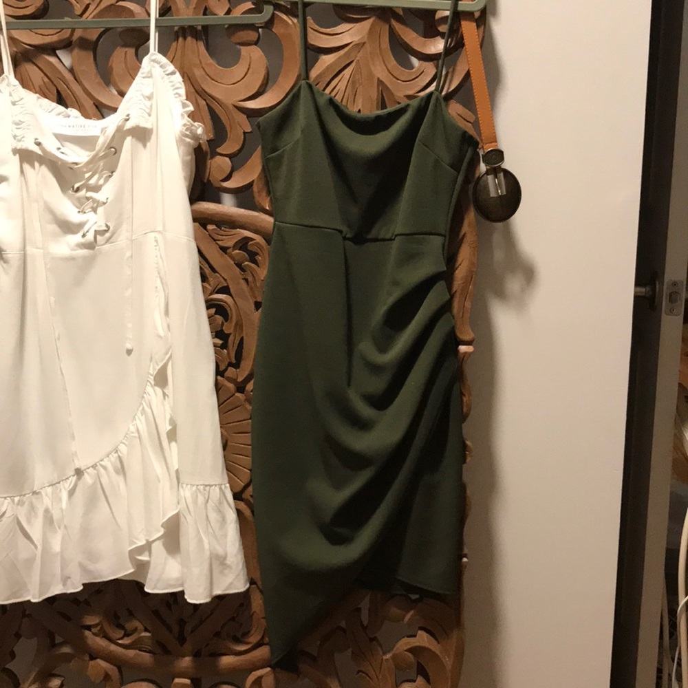 Mini slip on green dress